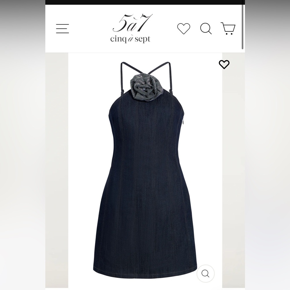 Cinq à Sept Black Strapless Dress with Floral Accent